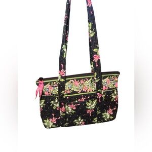 Vintage Vera Quilted Handbag: Lily of the Valley Floral with pink bows.